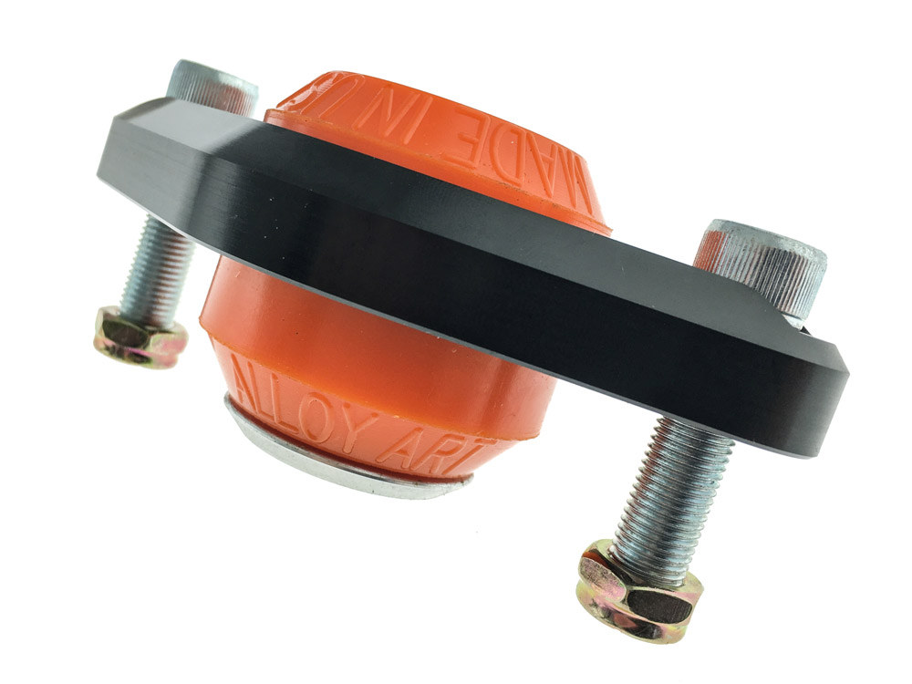 Front Lower Engine Mount with Gooden-Tite Heavy Duty Isolator Bushing - Black. Fits Touring 1980-2008 & FXR 1982-1994.