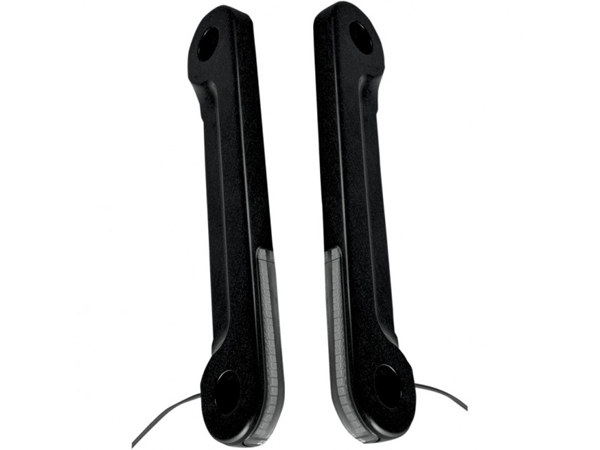 Front Turn Signal Indicator Strips with Smoked Lens & Amber LED’s – Black. Fits Touring 2006up.
