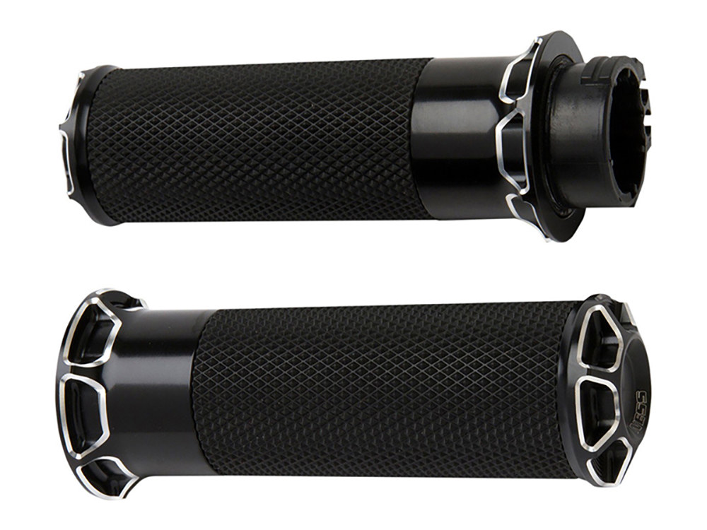 Beveled Fusion Handgrips – Black. Fits H-D 2008up with Throttle-by-Wire.