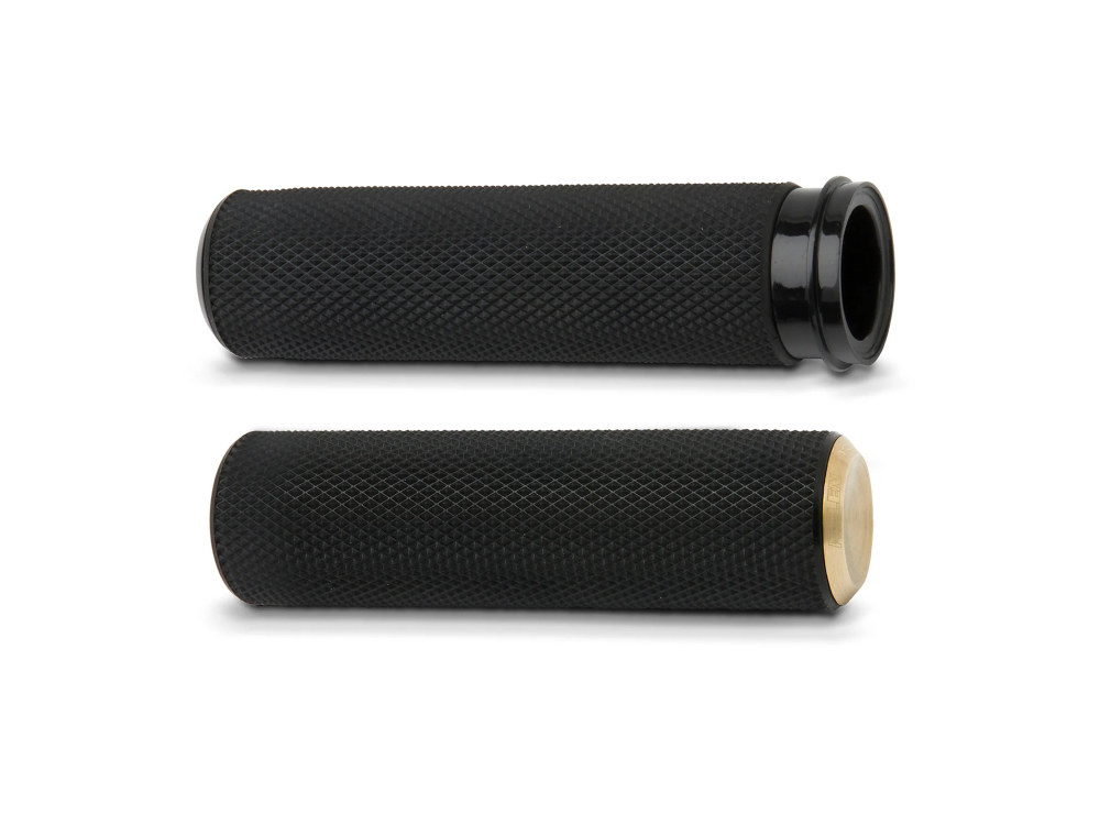 Knurled Fusion Handgrips – Brass. Fits H-D 2008up with Throttle-by-Wire.
