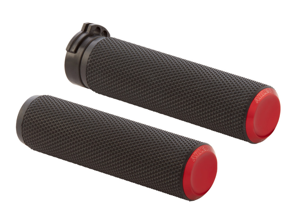Knurled Fusion Handgrips – Red. Fits H-D 2008up with Throttle-by-Wire.