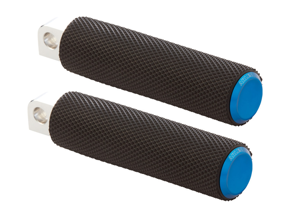 Knurled Fusion Footpegs – Blue. Fits H-D.