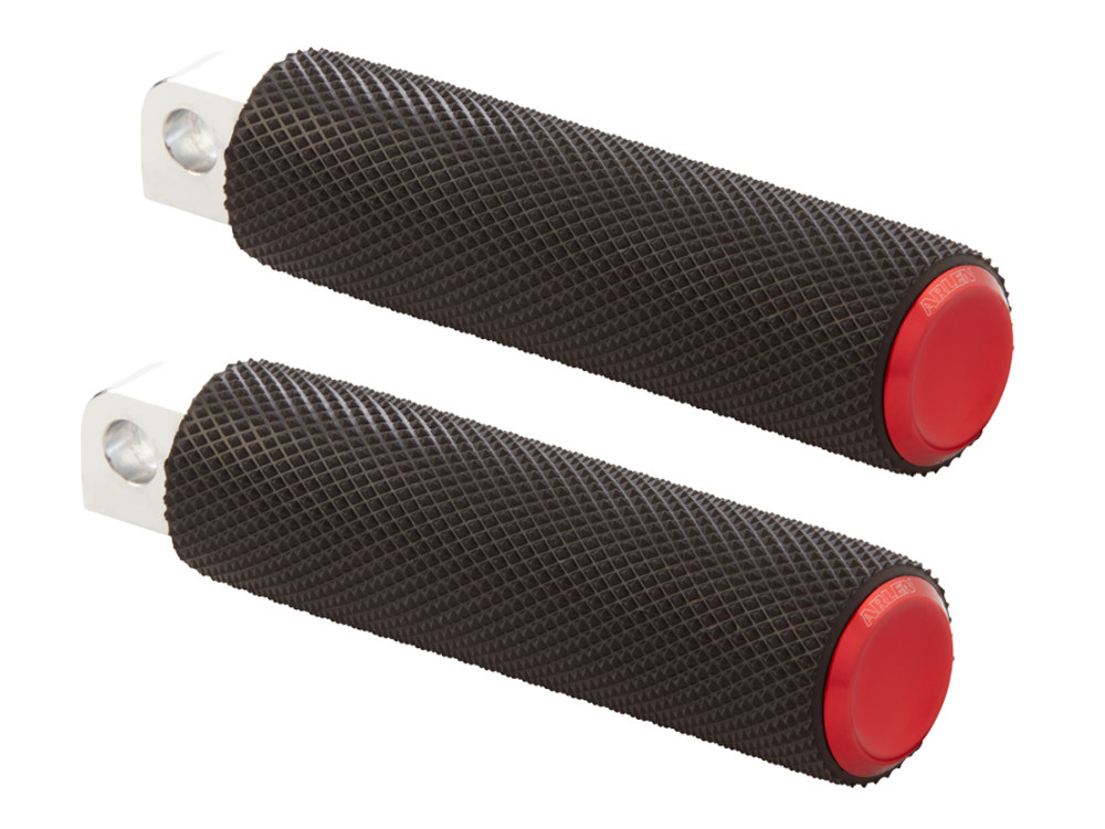 Knurled Fusion Footpegs – Red. Fits H-D.