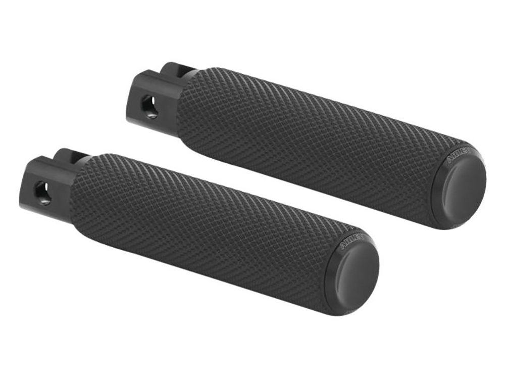 Knurled Fusion Footpegs - Black. Fits Softail 2018up Front Rider