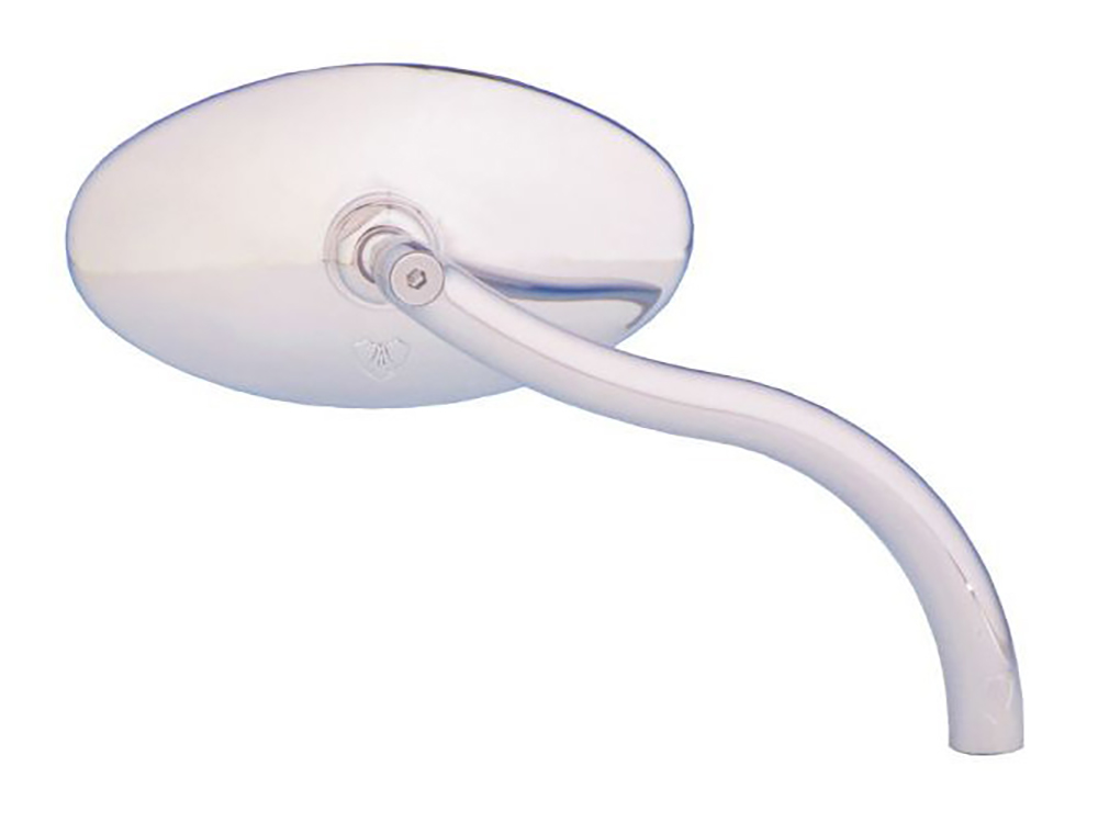 Smooth Cat-Eye Mirror with Soft-Bend Stem - Chrome. Fits Left or Right Hand Side