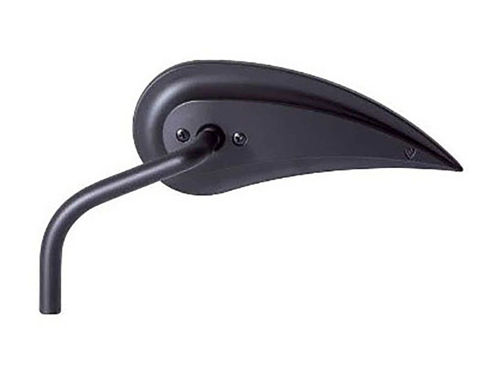 Rad III Teardrop Mirror with Steel Stem - Black. Fits Left.