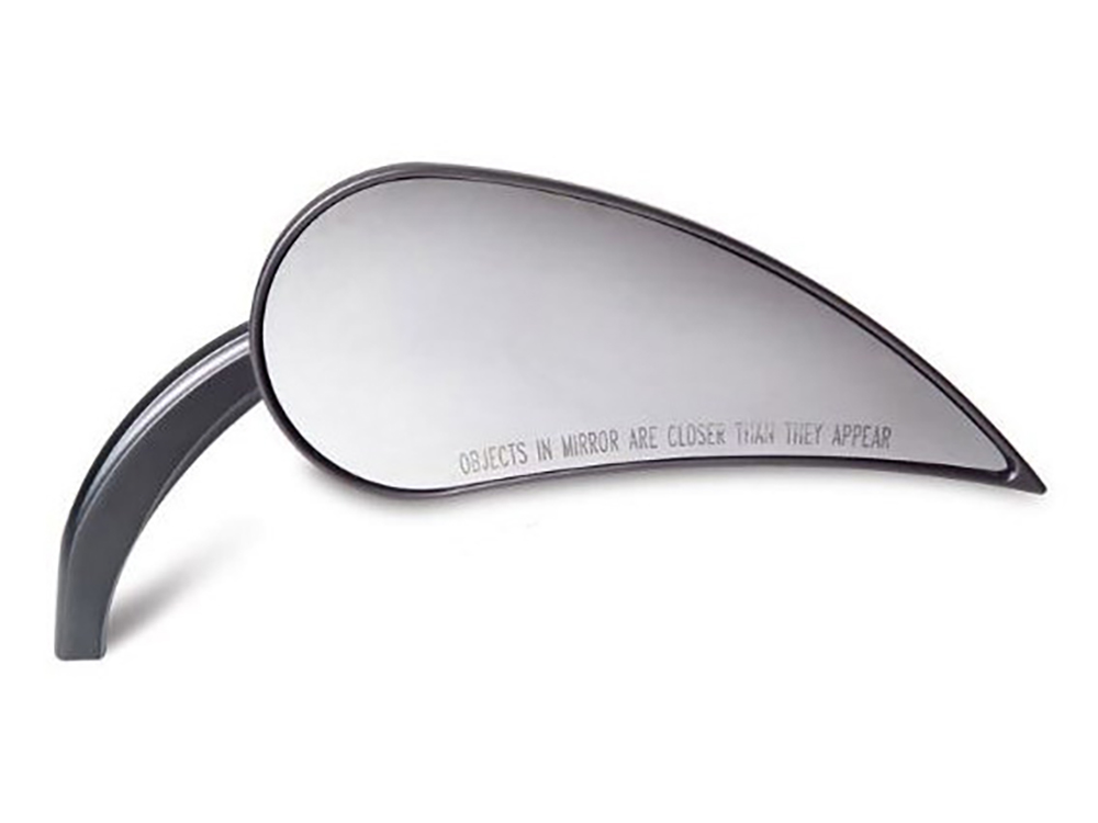 Rad III Teardrop Mirror with Die-Cast Stem - Black. Fits Right.