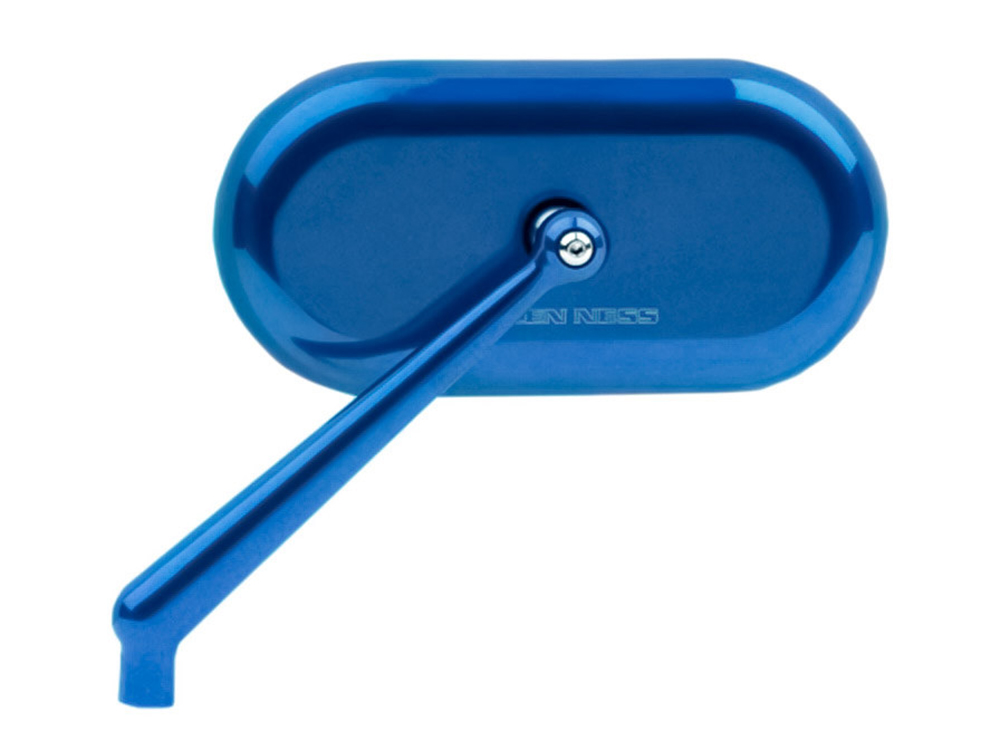 Forged Oval Mirror - Blue. Fits Left. - Arlen Ness