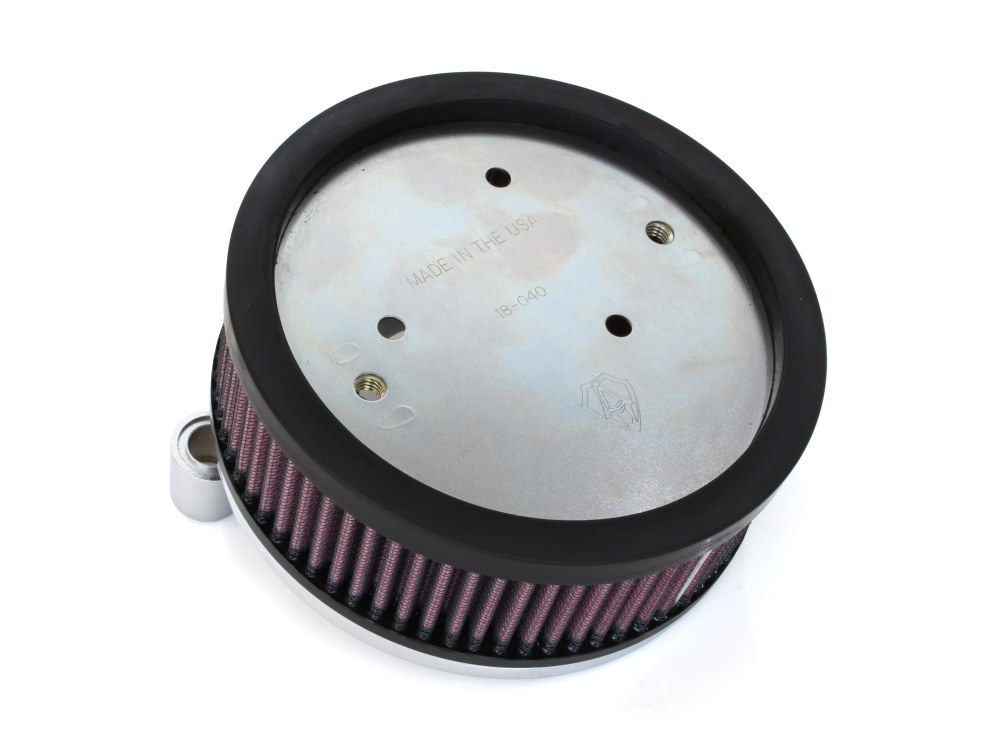 Stage 1 Big Sucker Air Cleaner Kit - Chrome. Fits Sportster 1988-2021 with EFI or CV Carburettor. Re-Uses Stock Oval 2 Bolt Cover.