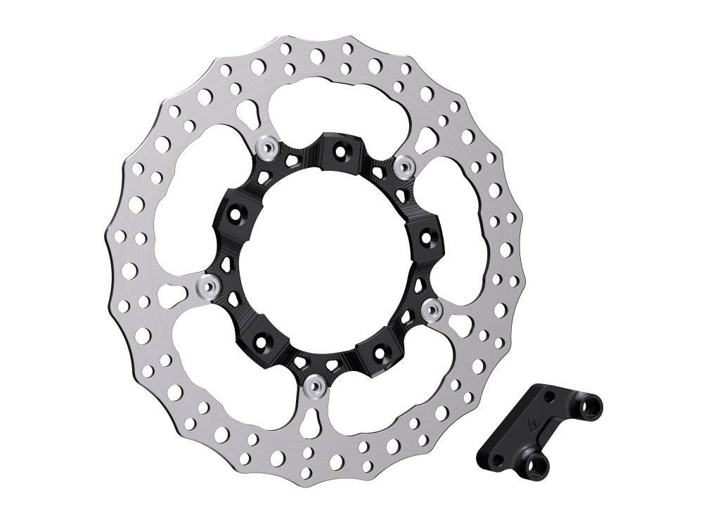 14in. Left Hand Front Jagged Big Brake Disc Rotor – Black. Fits Touring 2014up.