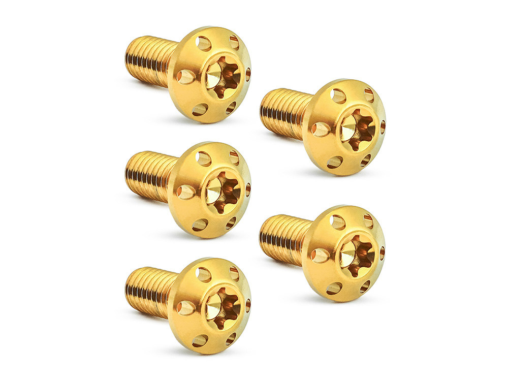 Titanium Rear Disc Rotor Bolts - Gold. Fits H-D Big Twin 1997up & Sportster 1997-2021