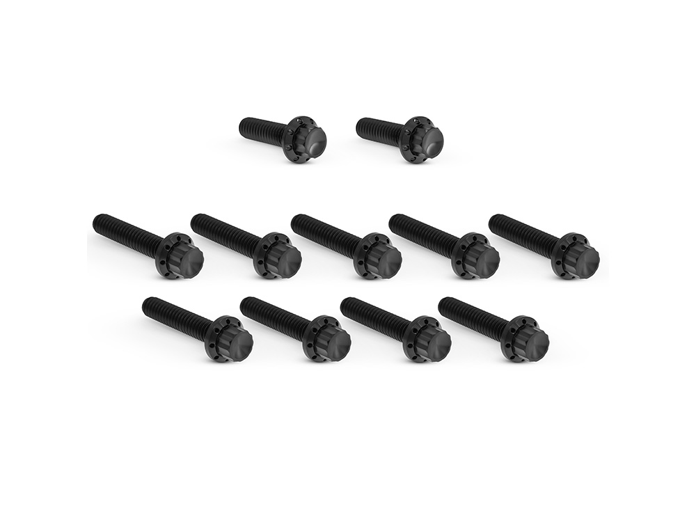 Titanium 12-Point Cam Cover Bolt Kit - Black. Fits CVO Touring 2023up, Street Glide & Road Glide 2024up, Touring 2025up & Softail 2025up