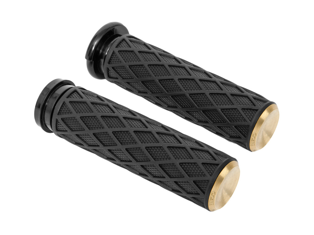 Diamond Handgrips – Brass. Fits H-D with Throttle Cable.