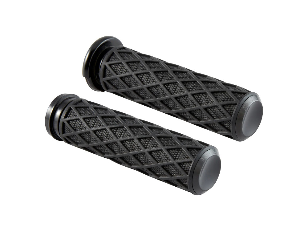 Diamond Handgrips - Black. Fits Big Twin 2008-2024 with Throttle-by-Wire