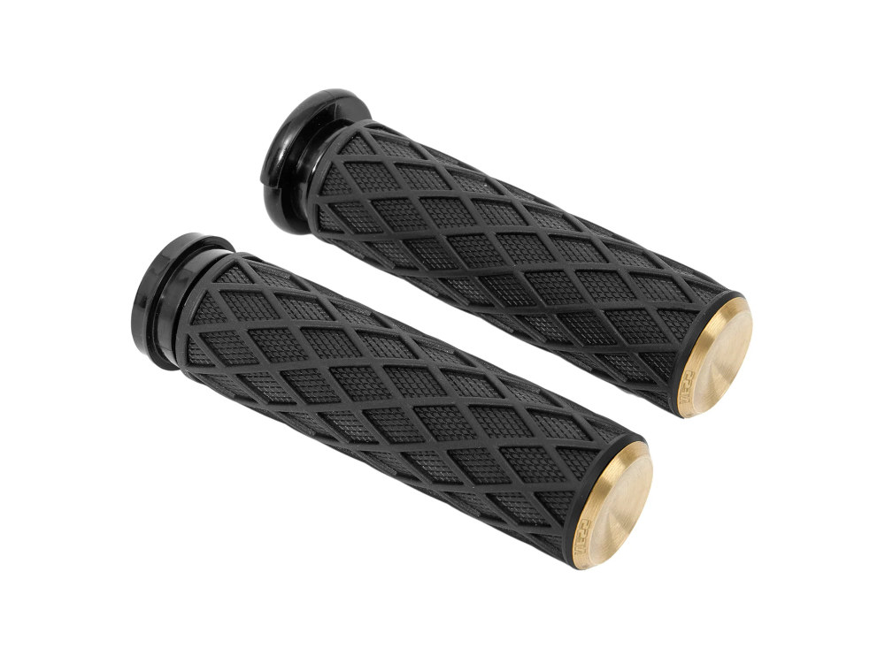 Diamond Handgrips – Brass. Fits Most Big Twin 2008up with Throttle-by-Wire