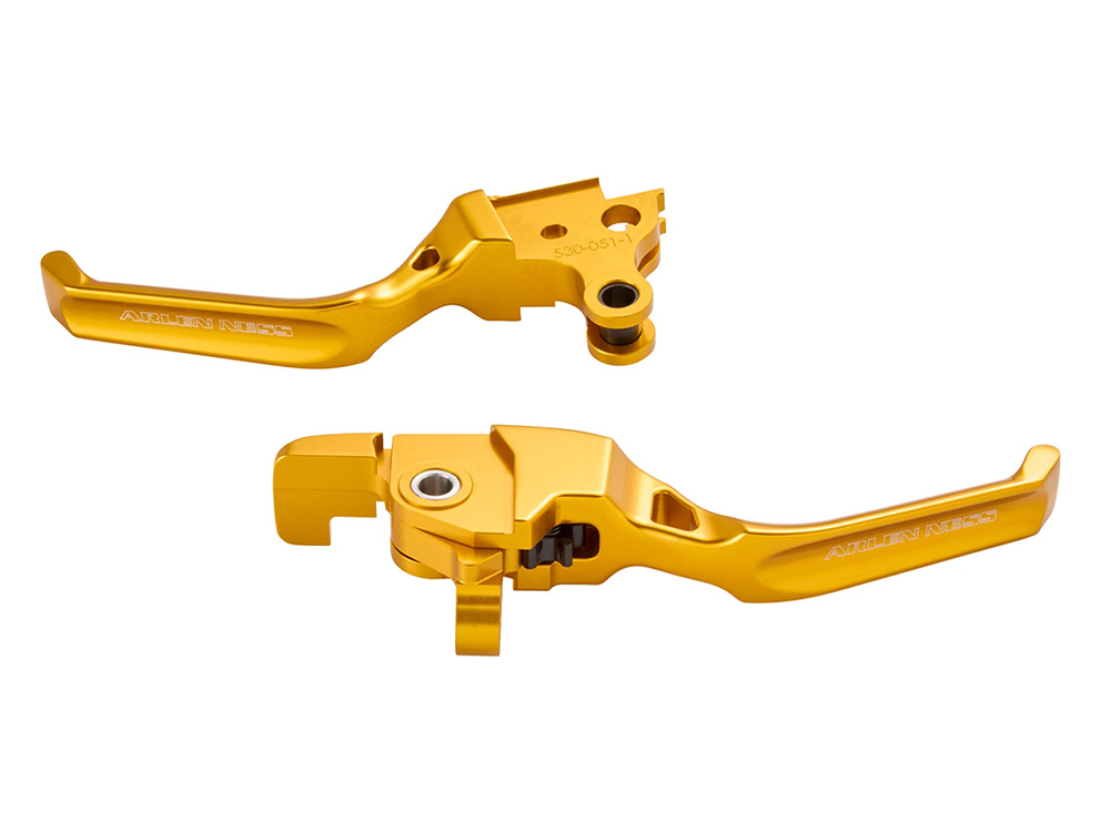 Arlen Ness Method Levers - Gold. Fits CVO Touring 2023up, Street Glide & Road Glide 2024up, Touring 2025up
