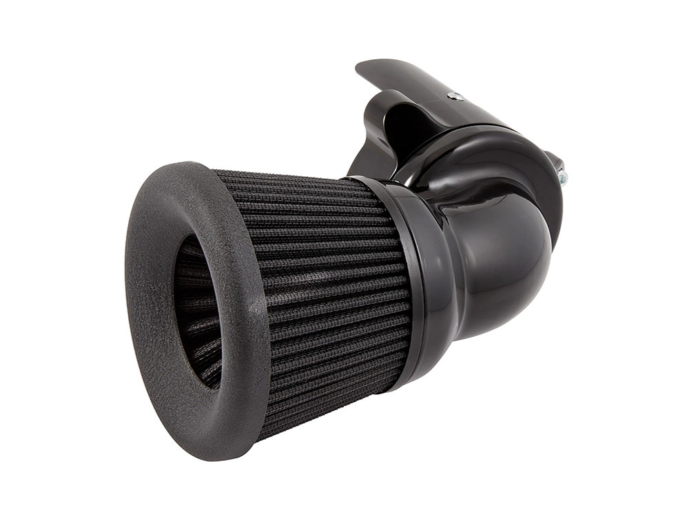 90 Degree Velocity Air Cleaner Kit - Black. Fits Indian Touring & Cruiser 2014up with 111ci or 116ci Thunderstroke Engines.