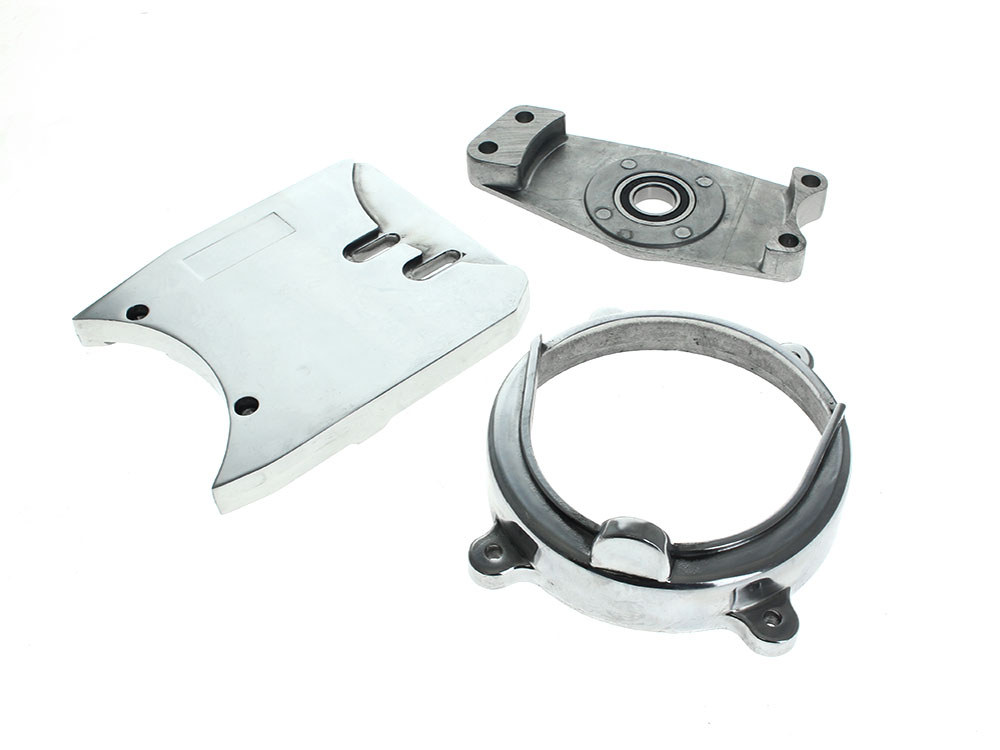 Complete Equalizer Motor Plate Kit – Polished Alloy. Fits Big Twin 4Spd Big Twin 1970-1984 with Rear Chain Drive