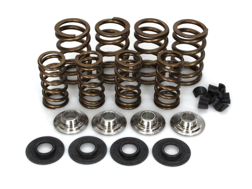 Valve Spring Kit. Fits Big Twin 1984-2004, Sportster & Buell 1986-2003. Steel Double Springs with .675in. Lift. Titanium Retainers!