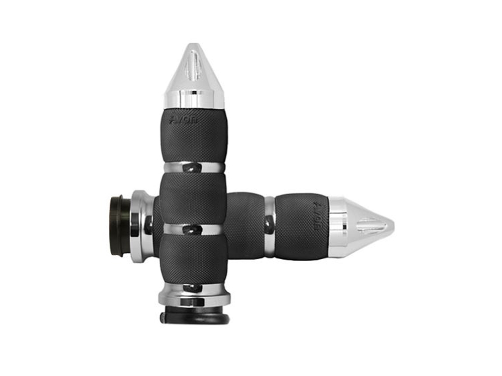 Spike Air Cushion Handgrips - Chrome. Fits Big Twin 2008-2024 with Throttle-by-Wire