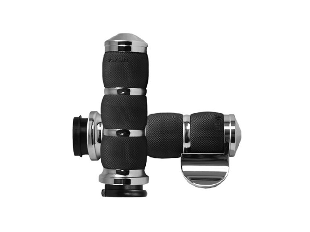 Air Cushion Handgrips with Throttle Boss - Chrome. Fits Big Twin 2008-2024 with Throttle-by-Wire