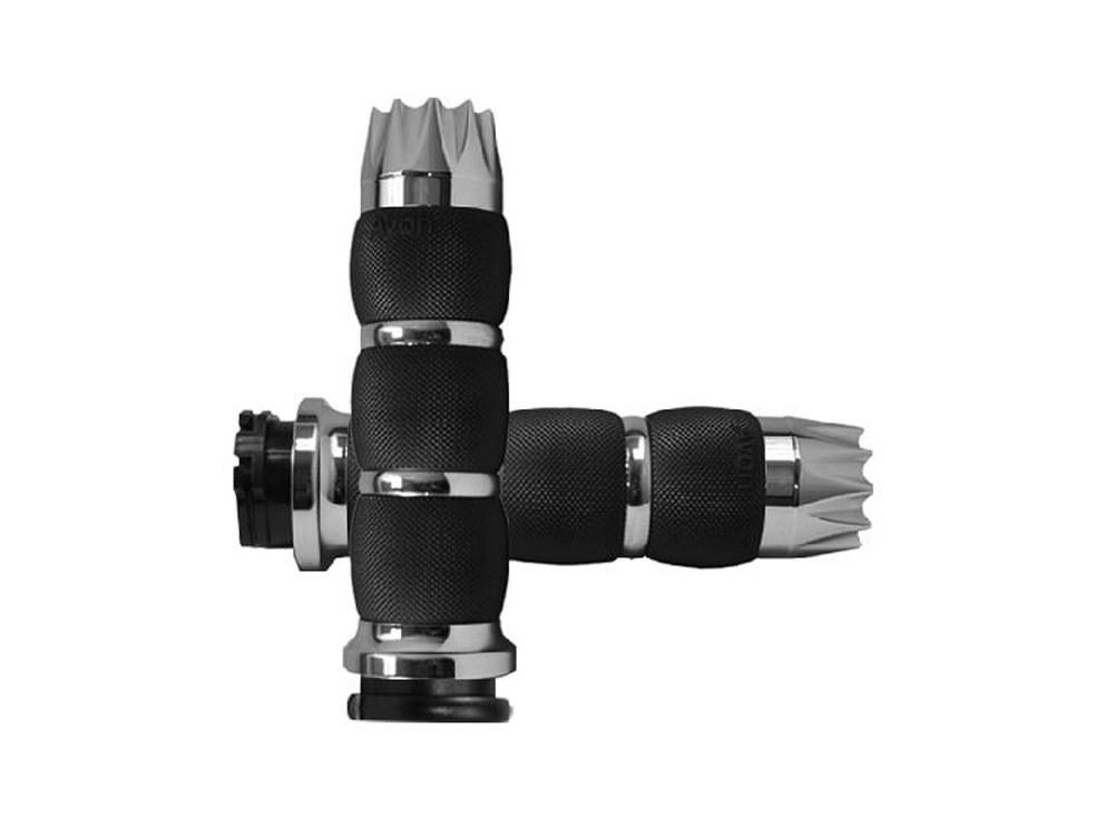 Excalibur Air Cushion Handgrips – Chrome. Fits H-D with Throttle Cable.
