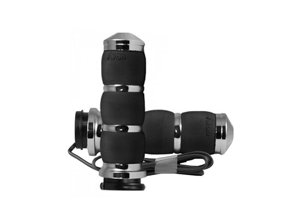 Heated Air Cushion Handgrips - Chrome. Fits Big Twin 2008-2024 with Throttle-by-Wire