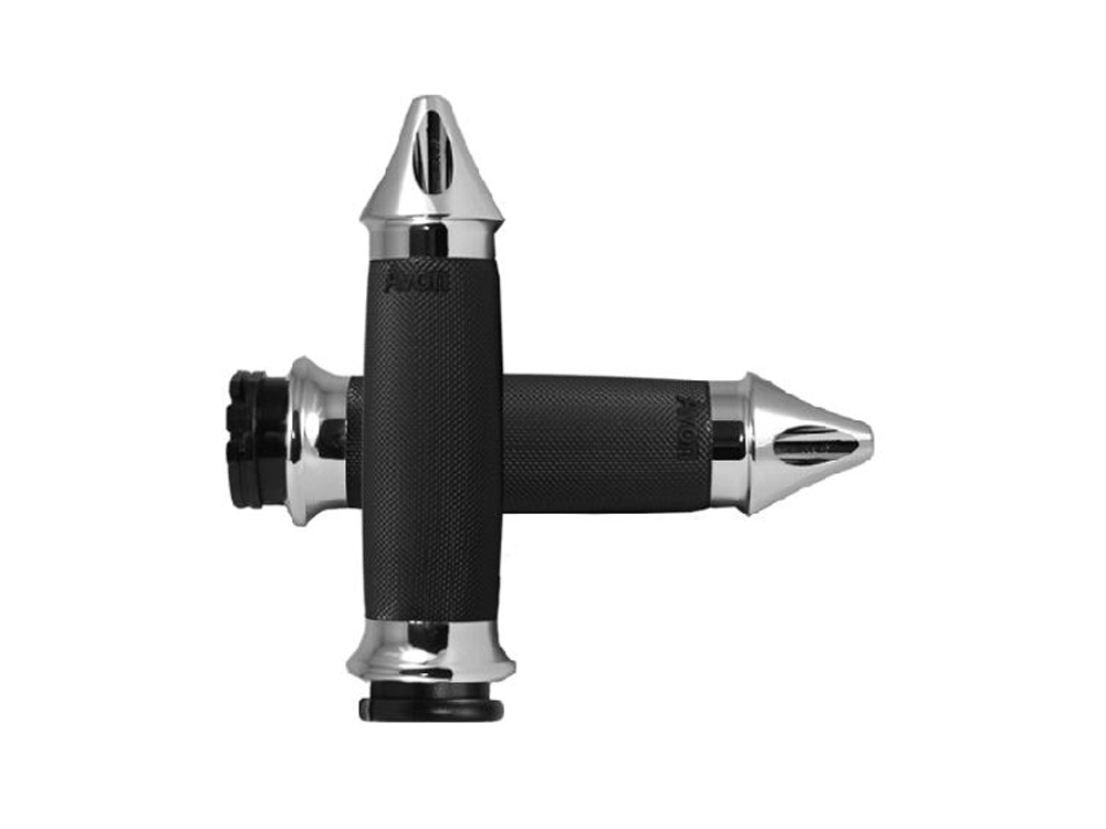Spike Custom Contour Handgrips - Chrome. Fits H-D with Throttle Cable.