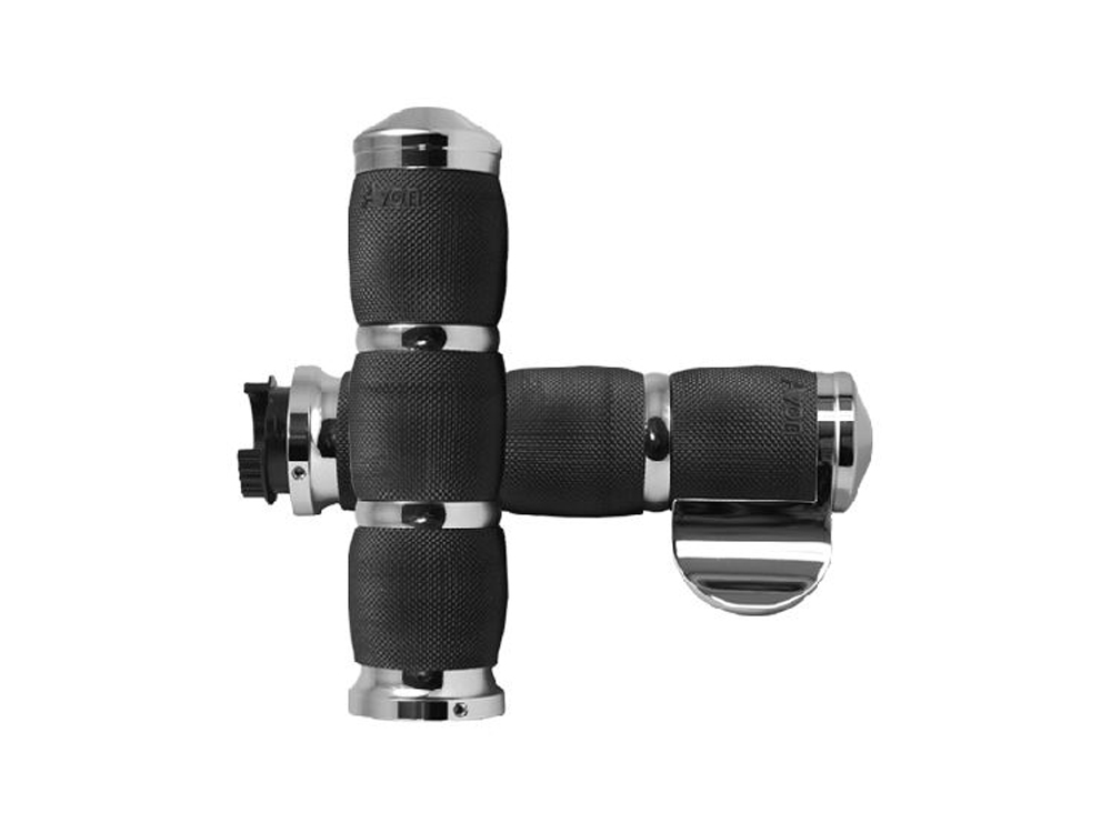Air Cushion Handgrips with Throttle Boss - Chrome. Fits Various Metric Models.
