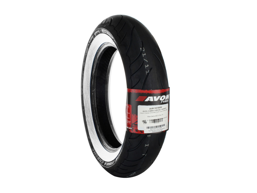 Avon Cobra Chrome 16in. Whitewall Front Tyre. 150/80-R16 AV91.