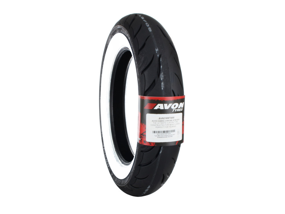 Avon Cobra Chrome 16in. Whitewall Rear Tyre. MT90-B16 AV92 74H WW.