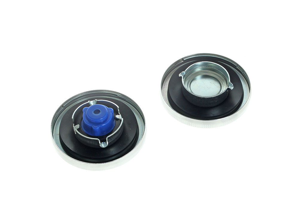 Plain Style Fuel Caps - Chrome. Fits Big Twin & Sportster 1974-1981.