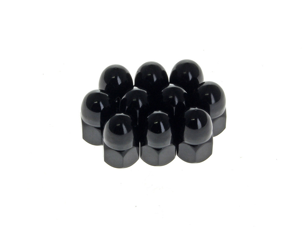 5/16-24 UNF Acorn OEM Style Nuts - Black. Pack of 10. Fits HD Mirror Stems
