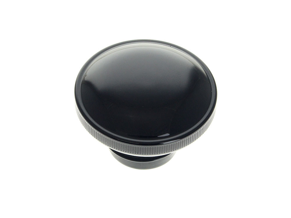 Right Hand Vented Screw-In Fuel Cap - Gloss Black. Fits H-D 1982-1995