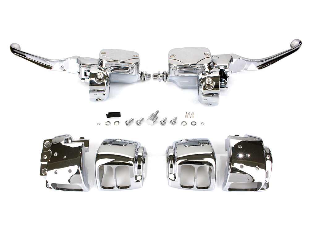 Handlebar Control Kit with Hydraulic Clutch - Chrome. Fits Big Twin 1996-2010 with Single Disc Rotor.