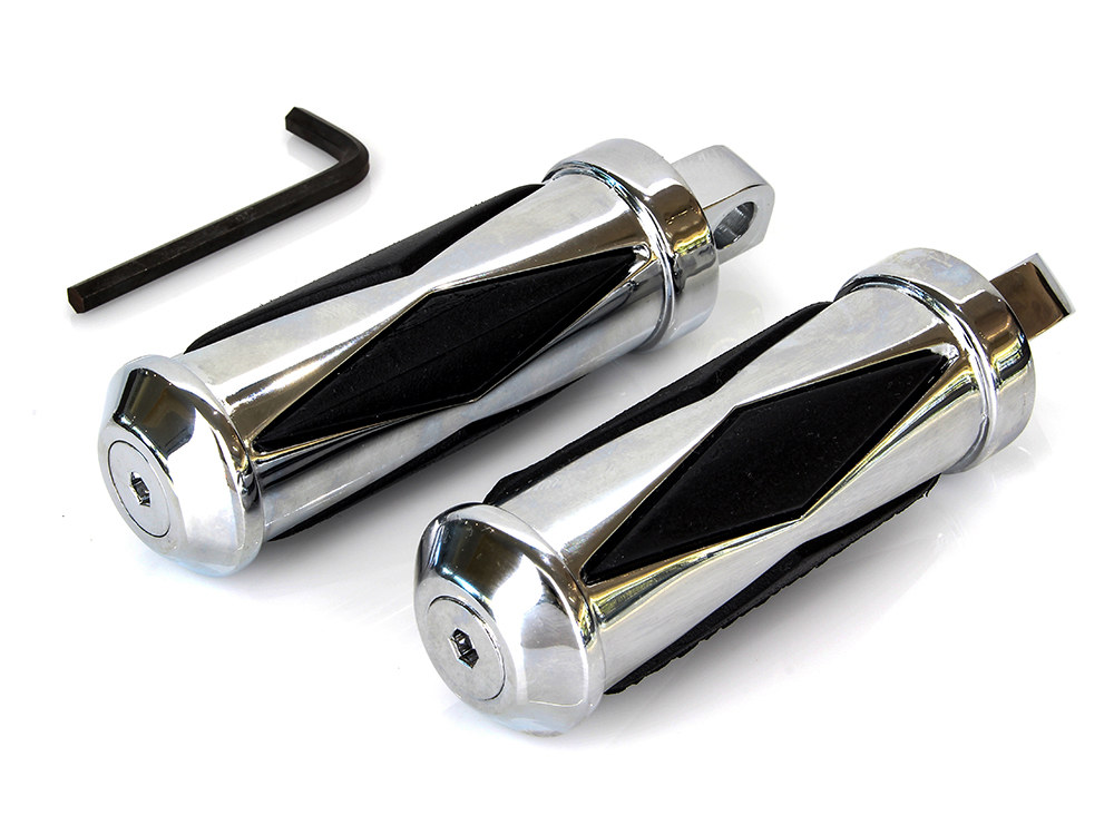 Small Diamond Style Footpegs with Male Mount – Chrome.