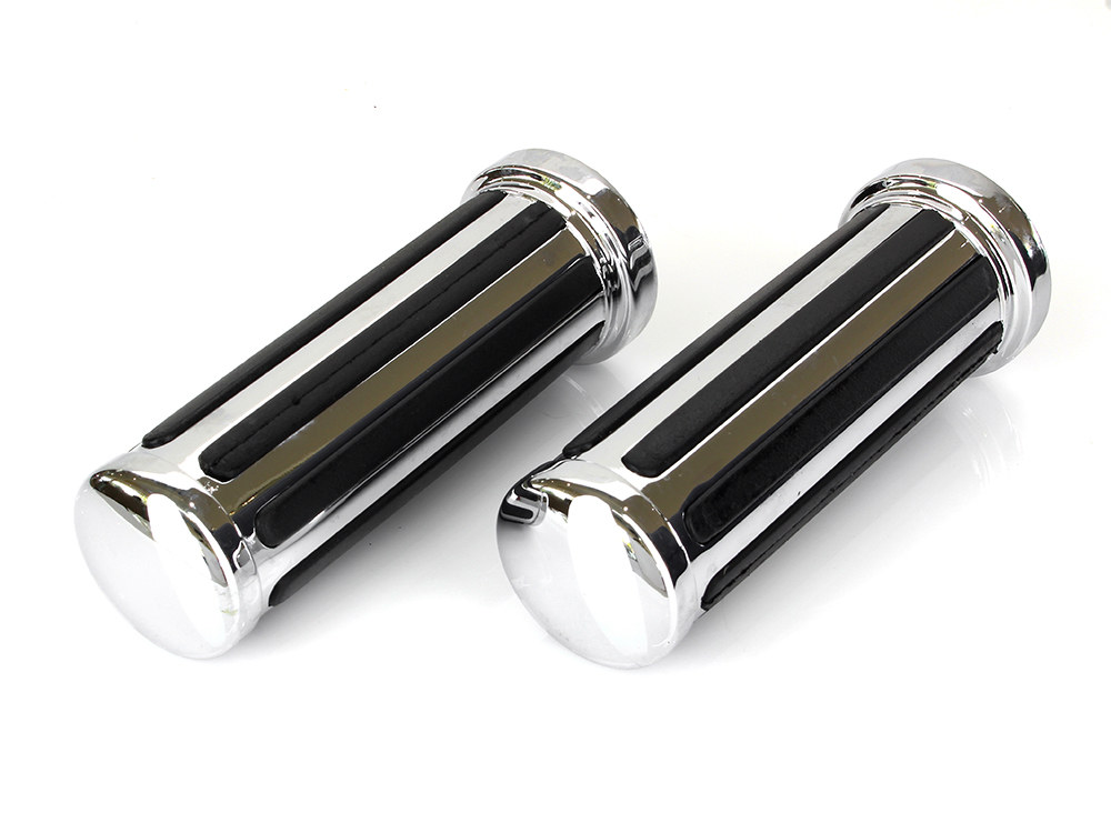 Rail Style Handgrips – Chrome. Fits H-D with Throttle Cable.