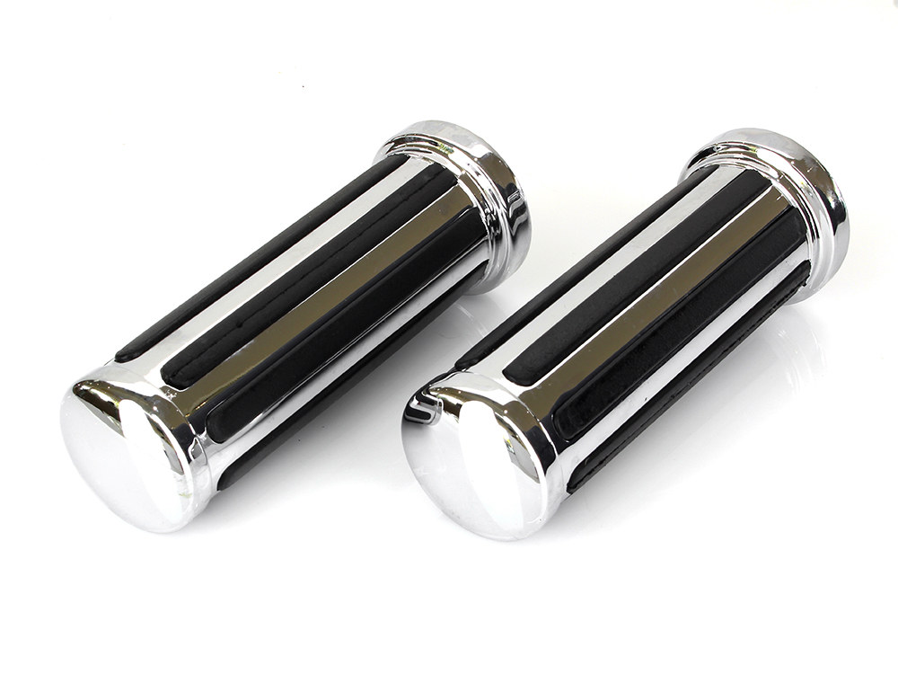 Rail Style Handgrips - Chrome. Fits H-D with Throttle Cable.