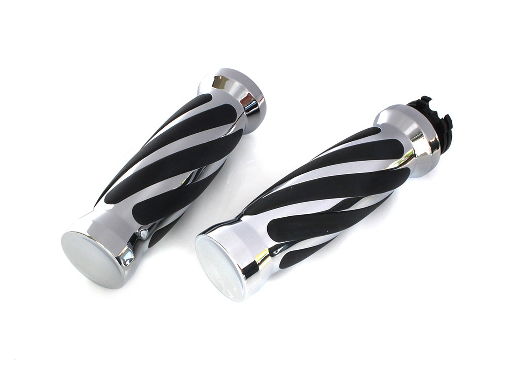 Twist Style Handgrips – Chrome. Fits H-D with Throttle Cable.