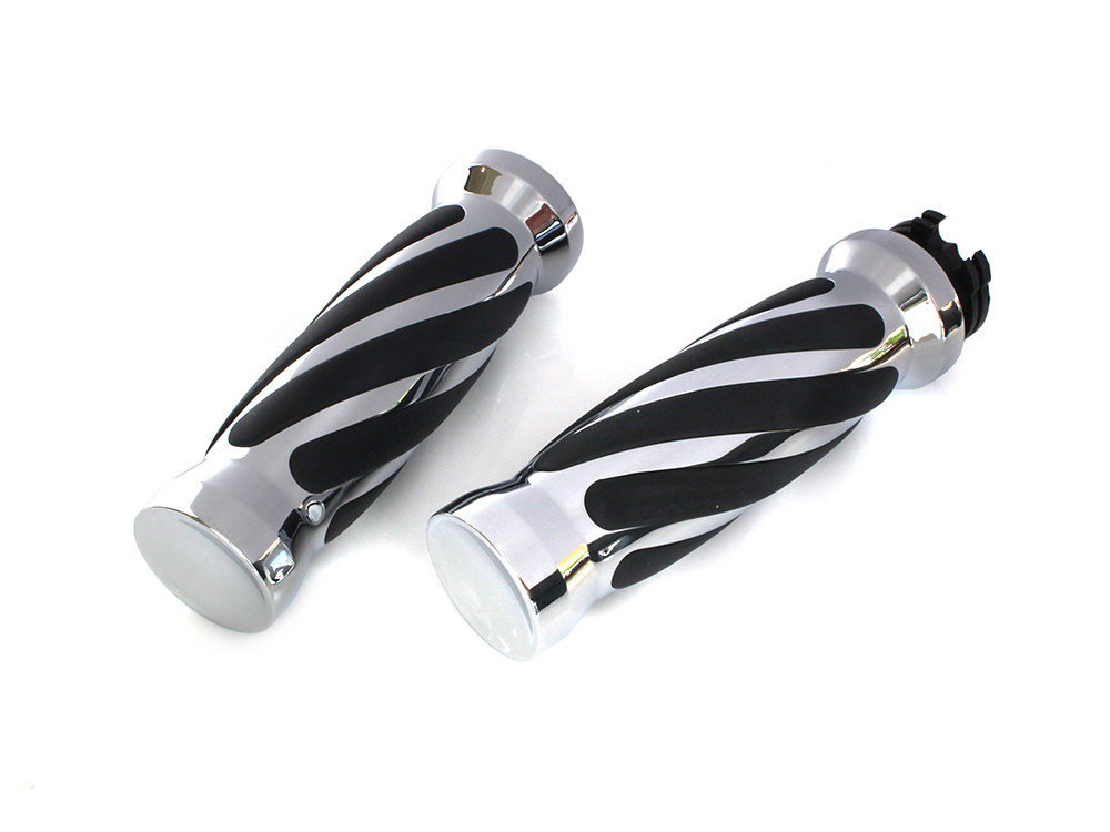Twist Style Handgrips - Chrome. Fits H-D with Throttle Cable.