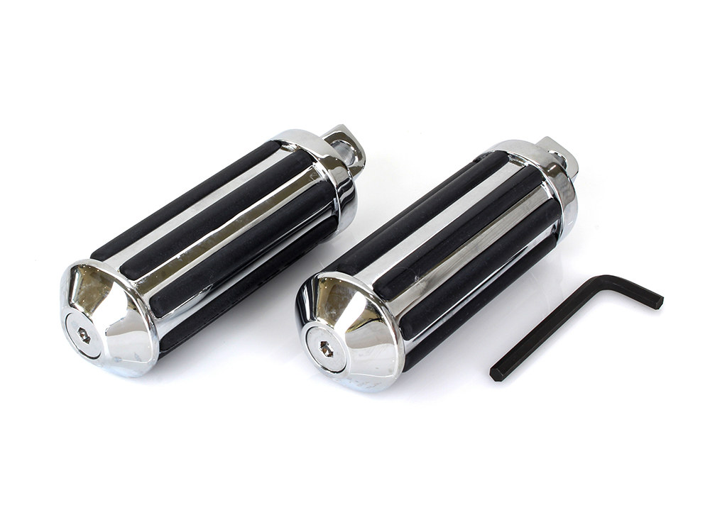 Large Rail Style Footpegs with Male Mount – Chrome.