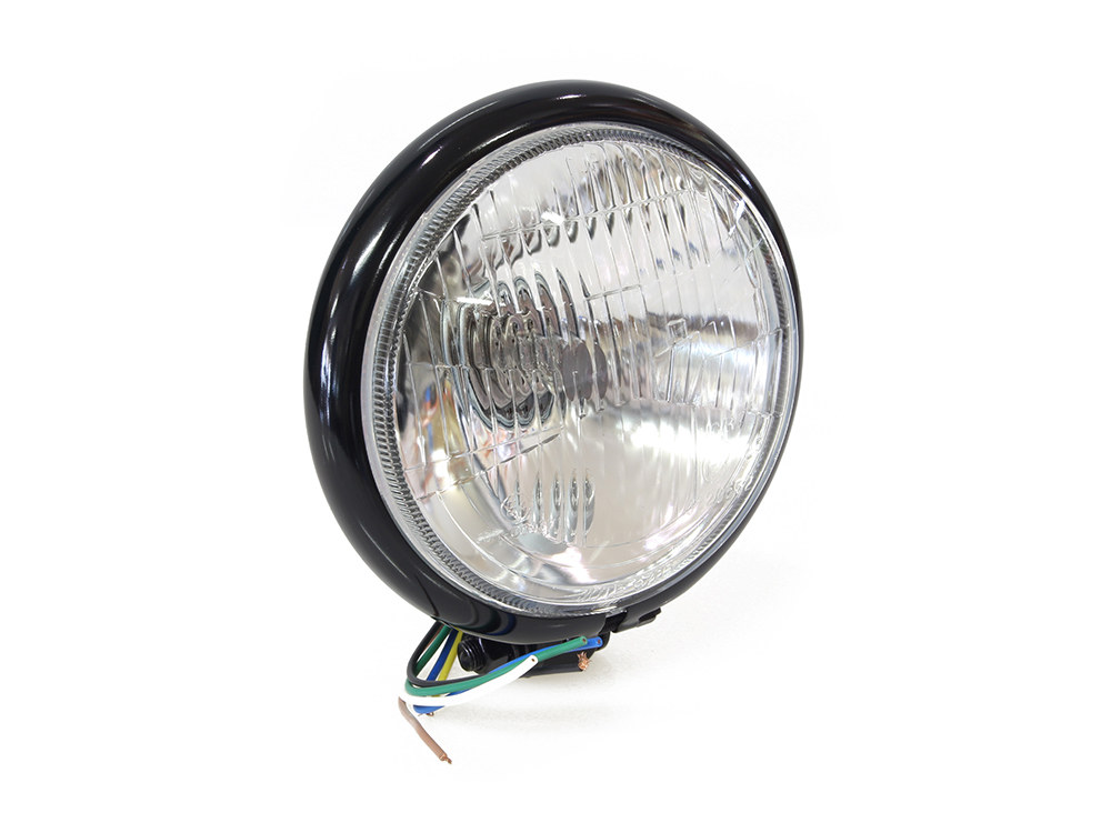 5-3/4in. Batz Style Headlight with Bottom Mount - Black.