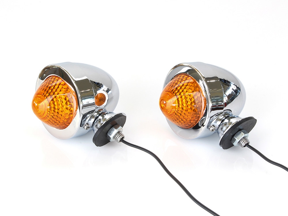 Bullet Turn Signals with Amber Lens - Chrome.