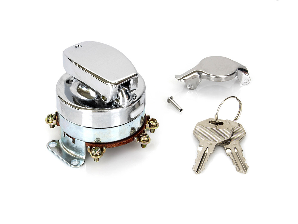 Ignition Switch - Chrome. Fits Big Twin 1936-1995.