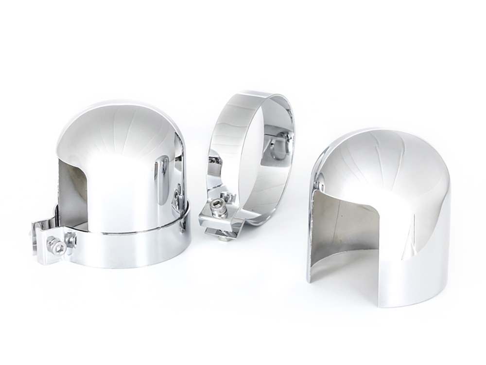 Upper Shock Covers – Chrome. Fits Big Twin 1958-1984 & Sportster 1952-1978.