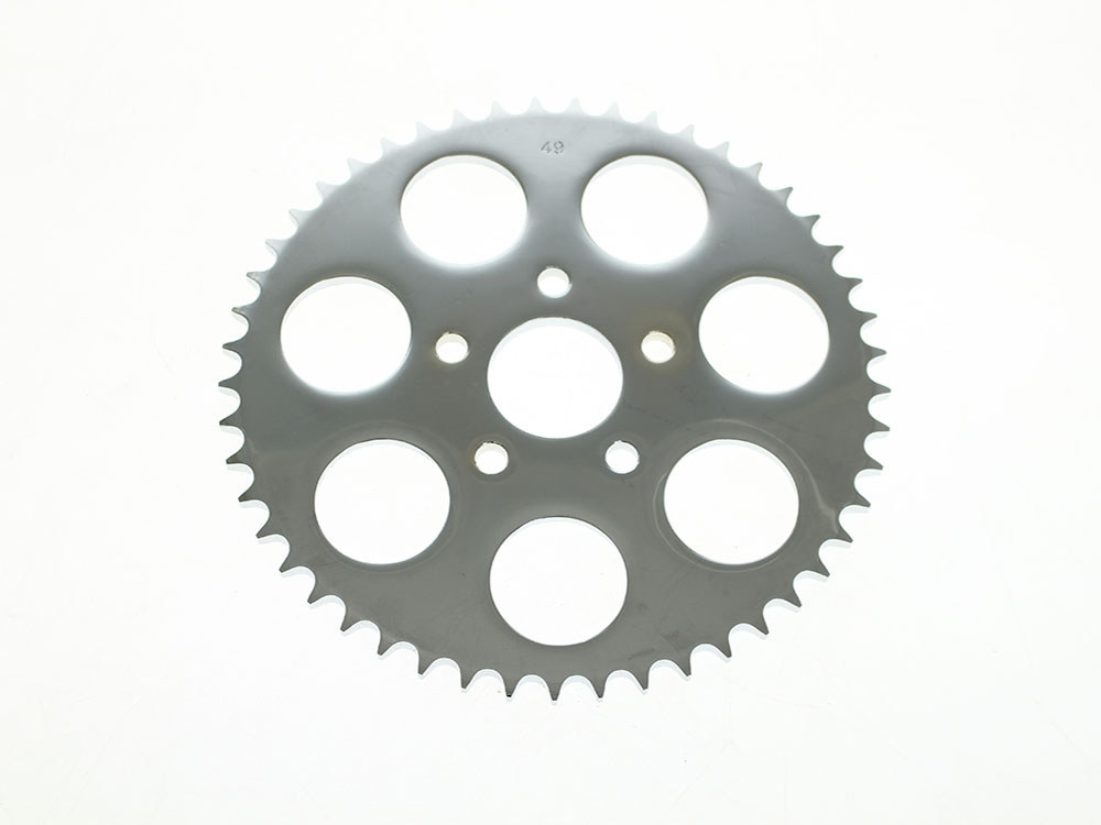 49 Tooth, Flat Steel Rear Chain Sprocket – Chrome. Fits Big Twin 1973-1999 & Sportster 1979-1999.