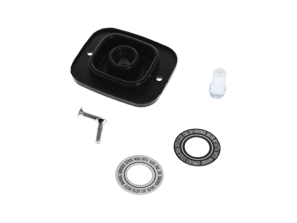 Rollies Speed Shop Front Master Cylinder Cap Rebuild Kit with Sight Glass. Fits Softail 1996-2006, Touring 1996-2006, Dyna 1996-2005, Sportster 1996-2003 & V-Rod 2002-2005