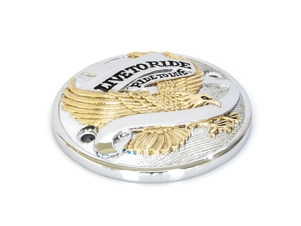 Live to Ride Points Cover - Chrome & Gold. Fits Big Twin 1970-1999.