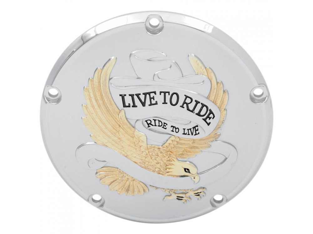 Live-to-Ride Derby Cover – Gold. Fits Softail 1999-2018, Dyna 1999-2017 & Touring 1999-2015.
