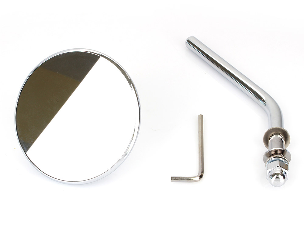 3in. Round Mirror with Short Stem - Chrome. Fits Left & Right.